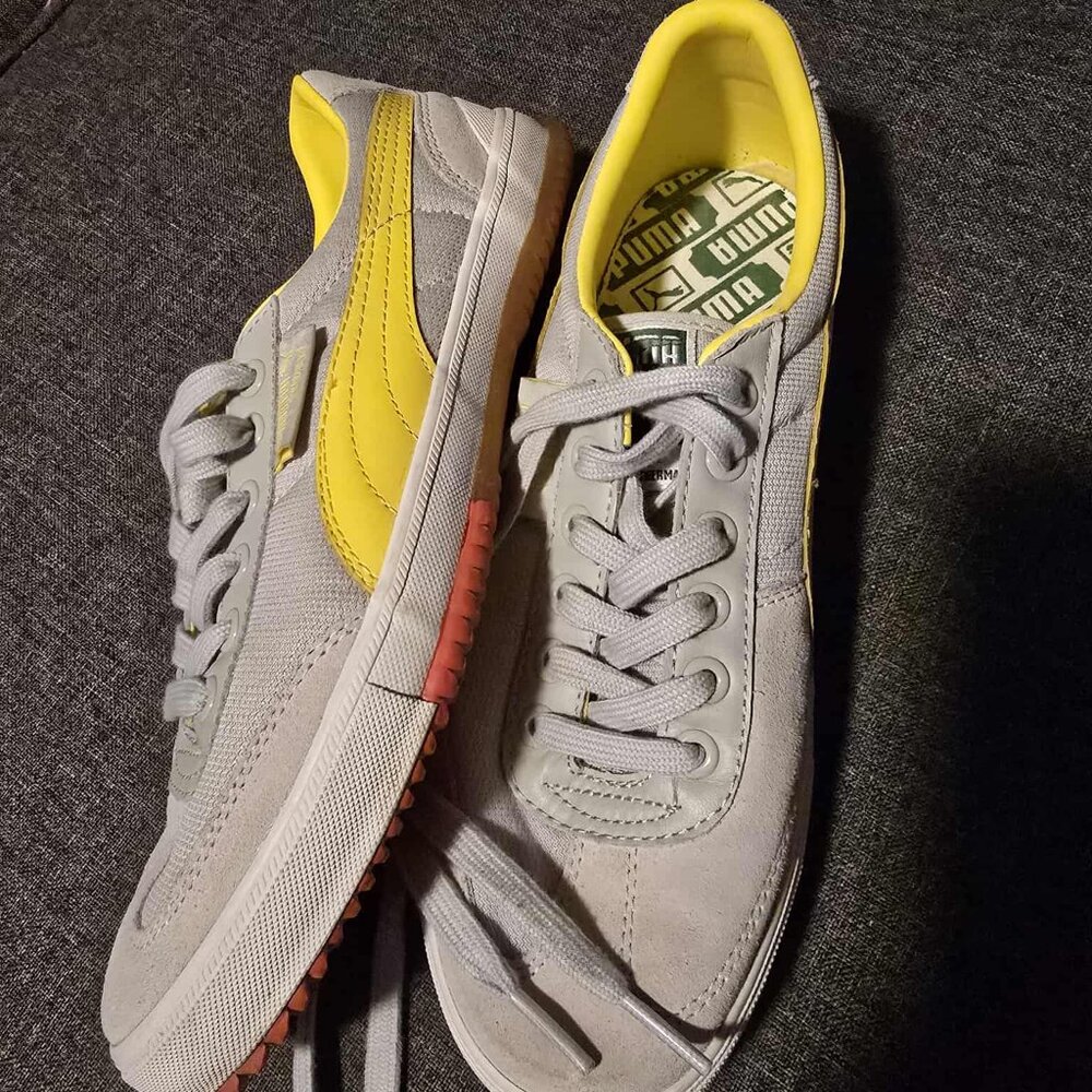 Puma womens sneakers grey and yellow size 8